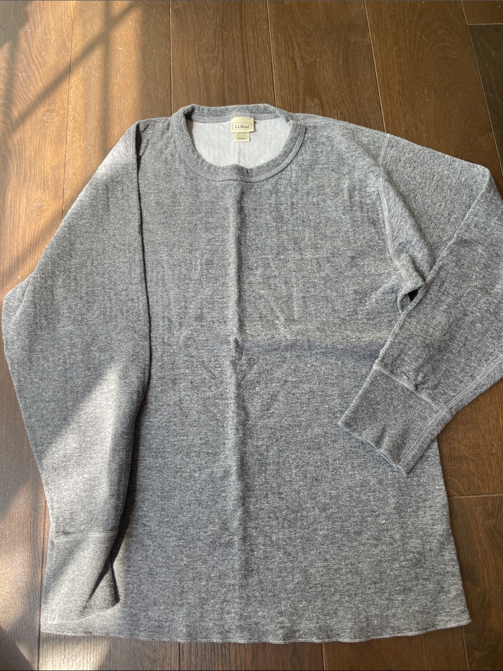 L.L. Bean Men's Grey Crewneck cotton knit shirt. Double lined.